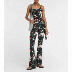 Paco Rabanne Floral High-rise Straight Pants