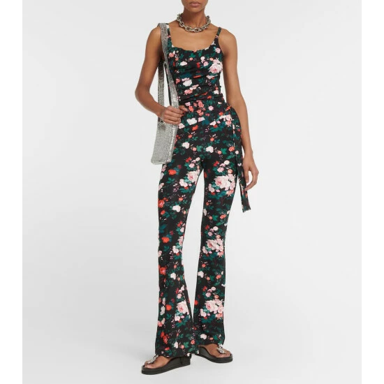 Paco Rabanne Floral High-rise Straight Pants 1 Paco Rabanne Floral High-rise Straight Pants