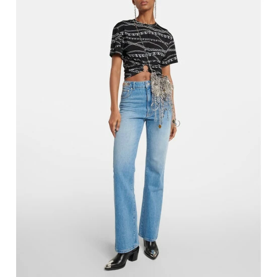 Paco Rabanne Embellished High-rise Bootcut Jeans 1 Paco Rabanne Embellished High-rise Bootcut Jeans