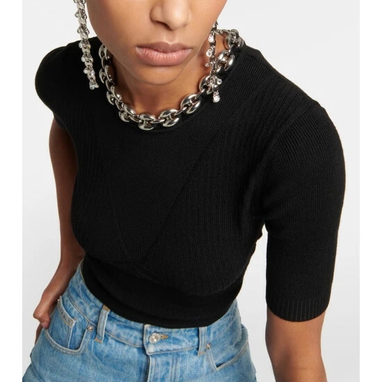 Paco Rabanne Chain-embellished Wool-blend Top 3 Paco Rabanne Chain-embellished Wool-blend Top - Image 3