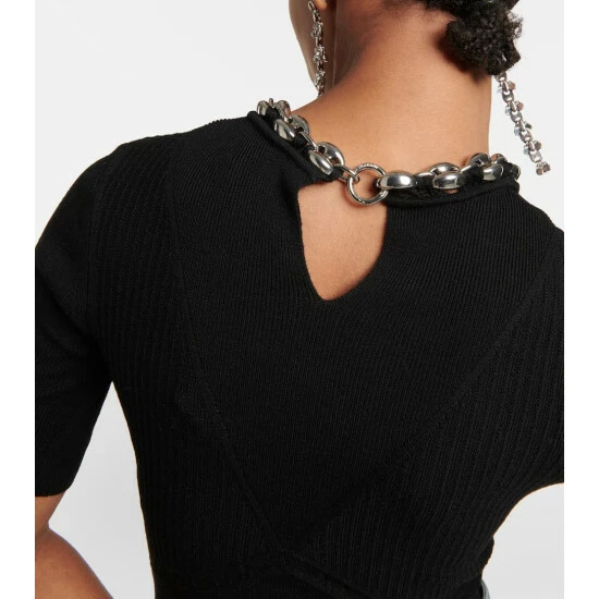 Paco Rabanne Chain-embellished Wool-blend Top 4 Paco Rabanne Chain-embellished Wool-blend Top - Image 4