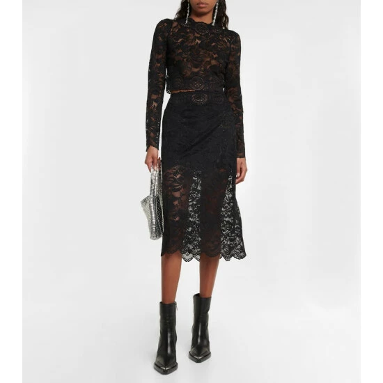 Paco Rabanne Semi-sheer Cropped Lace Top 1 Paco Rabanne Semi-sheer Cropped Lace Top