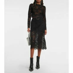 Paco Rabanne Layered Lace Midi Skirt