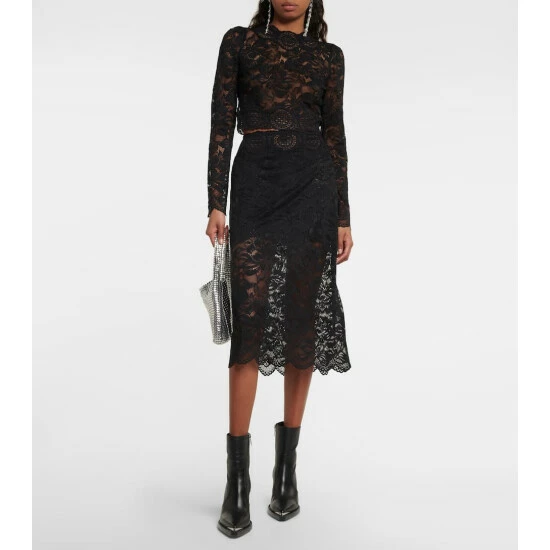 Paco Rabanne Layered Lace Midi Skirt 1 Paco Rabanne Layered Lace Midi Skirt