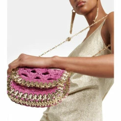 Paco Rabanne Embellished Raffia Shoulder Bag