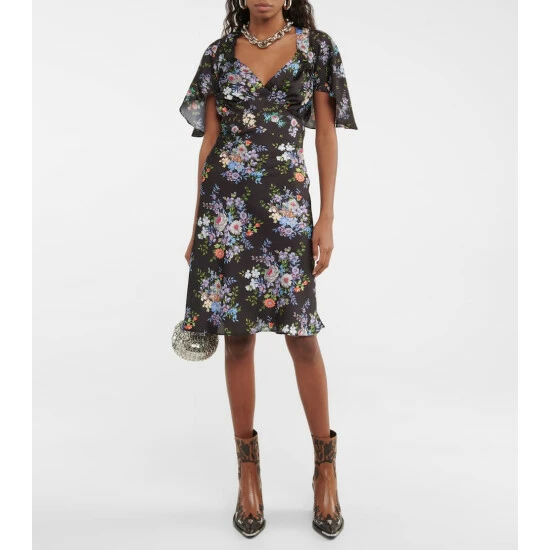 Paco Rabanne Floral Satin Midi Dress 1 Paco Rabanne Floral Satin Midi Dress