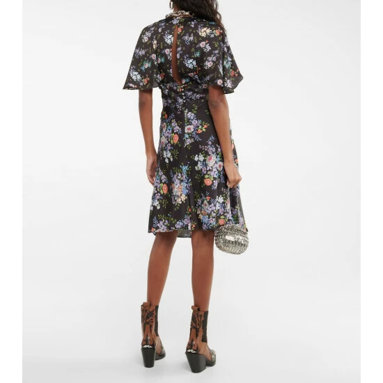 Paco Rabanne Floral Satin Midi Dress 2 Paco Rabanne Floral Satin Midi Dress - Image 2