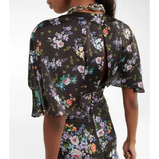 Paco Rabanne Floral Satin Midi Dress 3 Paco Rabanne Floral Satin Midi Dress - Image 3