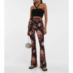 Paco Rabanne Floral Jersey Flared Pants