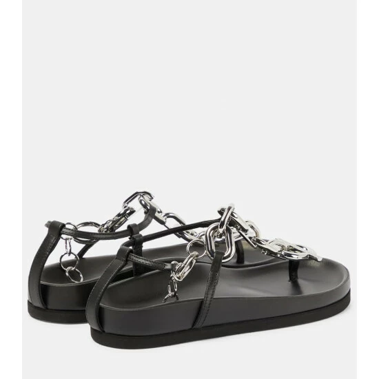 Paco Rabanne XL Link Leather Thong Sandals 2 Paco Rabanne XL Link Leather Thong Sandals - Image 2