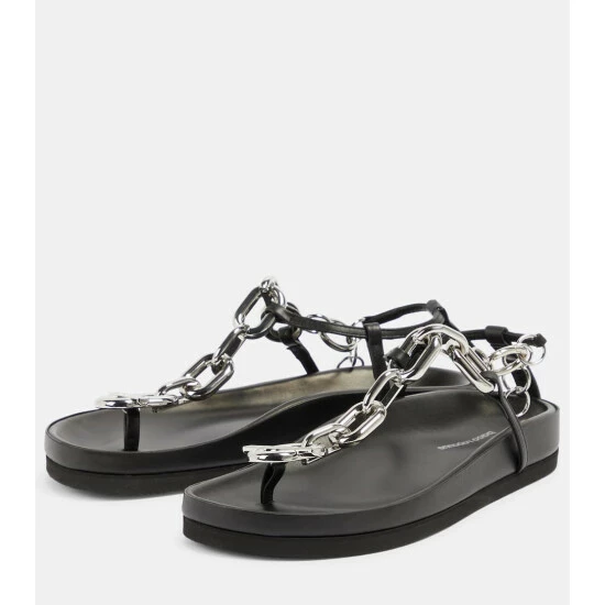 Paco Rabanne XL Link Leather Thong Sandals 4 Paco Rabanne XL Link Leather Thong Sandals - Image 4