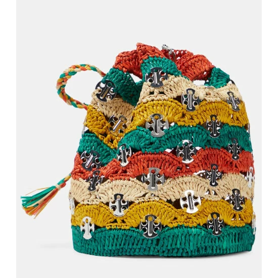 Paco Rabanne Embellished Raffia Bucket Bag 3 Paco Rabanne Embellished Raffia Bucket Bag - Image 3