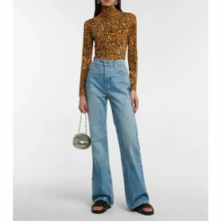 Paco Rabanne Leopard-print High-neck Jersey Top