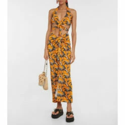 Paco Rabanne Printed Halterneck Crop Top