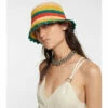 Paco Rabanne Embellished Striped Raffia Bucket Hat