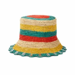 Paco Rabanne Embellished Striped Raffia Bucket Hat -Paco Rabanne Elegant Store unnamed file 468