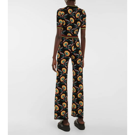 Paco Rabanne Floral Jacquard High-rise Flared Pants 2 Paco Rabanne Floral Jacquard High-rise Flared Pants - Image 2