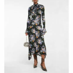Paco Rabanne Floral Jersey Shirt Dress