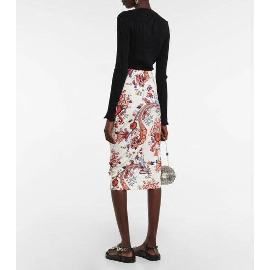 Paco Rabanne Floral Ruched Midi Skirt 2 Paco Rabanne Floral Ruched Midi Skirt - Image 2