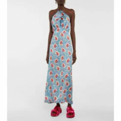 Paco Rabanne Floral Halterneck Maxi Dress