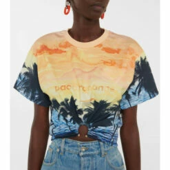Paco Rabanne Printed Cotton Crop Top -Paco Rabanne Elegant Store unnamed file 566