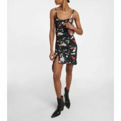 Paco Rabanne Floral Ruched Jersey Minidress