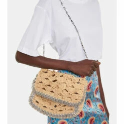 Paco Rabanne Elegant Store 13 Paco Rabanne Embellished Raffia Shoulder Bag