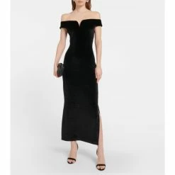 Nanushka Lucy Off-shoulder Velvet Maxi Dress
