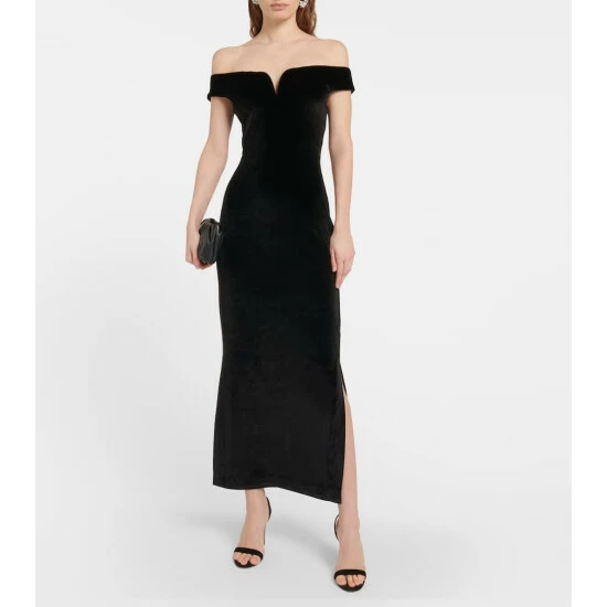 Nanushka Lucy Off-shoulder Velvet Maxi Dress 1 Nanushka Lucy Off-shoulder Velvet Maxi Dress