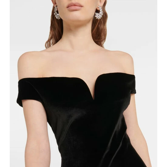 Nanushka Lucy Off-shoulder Velvet Maxi Dress 3 Nanushka Lucy Off-shoulder Velvet Maxi Dress - Image 3