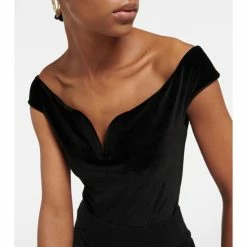 Nanushka Gesa Off-shoulder Velvet Bodysuit -Paco Rabanne Elegant Store unnamed file 668