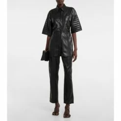 Nanushka Vinni Faux Leather Straight Pants