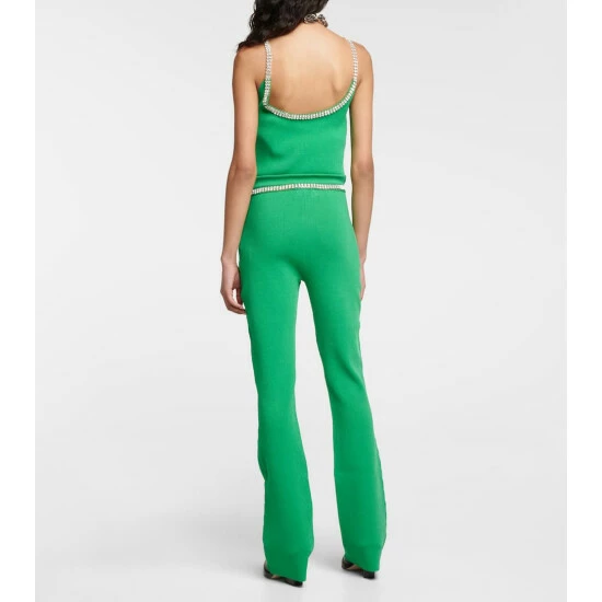 Paco Rabanne Embellished Ribbed-knit Flared Pants 2 Paco Rabanne Embellished Ribbed-knit Flared Pants - Image 2