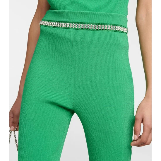 Paco Rabanne Embellished Ribbed-knit Flared Pants 3 Paco Rabanne Embellished Ribbed-knit Flared Pants - Image 3