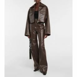 Nanushka Zelda Straight Leather-blend Pants