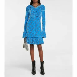 Paco Rabanne Floral Velvet Minidress