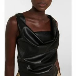 Nanushka Petra Draped Faux Leather Top -Paco Rabanne Elegant Store unnamed file 836