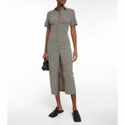 Nanushka Sabri Gingham Seersucker Shirt Dress