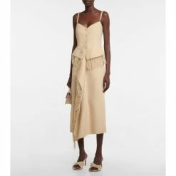 Nanushka Liza Fringed Wool And Silk Skirt