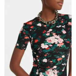 Paco Rabanne Floral Draped Jersey Midi Dress -Paco Rabanne Elegant Store unnamed file 92