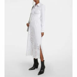 Paco Rabanne Broderie Anglaise Cotton Shirt Dress